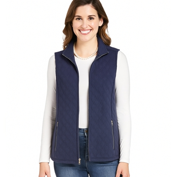 Plus size navy blue quilted vest from Croft & Borrow Women's plus size 1X - Picture 1 of 14